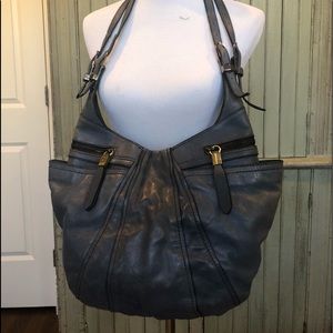 OrYANY gray leather hobo bag w/lots of pockets